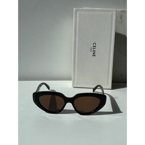 NEW Celine CL40286I 3 Dots Black Cat Eye Sunglasses - Picture 4 of 7